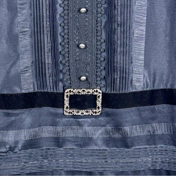 ANNA SUI x TARGET DROP WAIST INKY BLUE BLACK COQUETTE VELVET LACE SHIFT DRESS - Picture 10 of 14